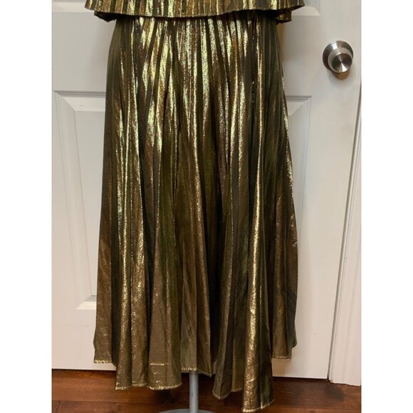 J.Crew Shimmering Gold Accordion Pleated Midi Dress NWT, Size 8 - Picture 3 of 8